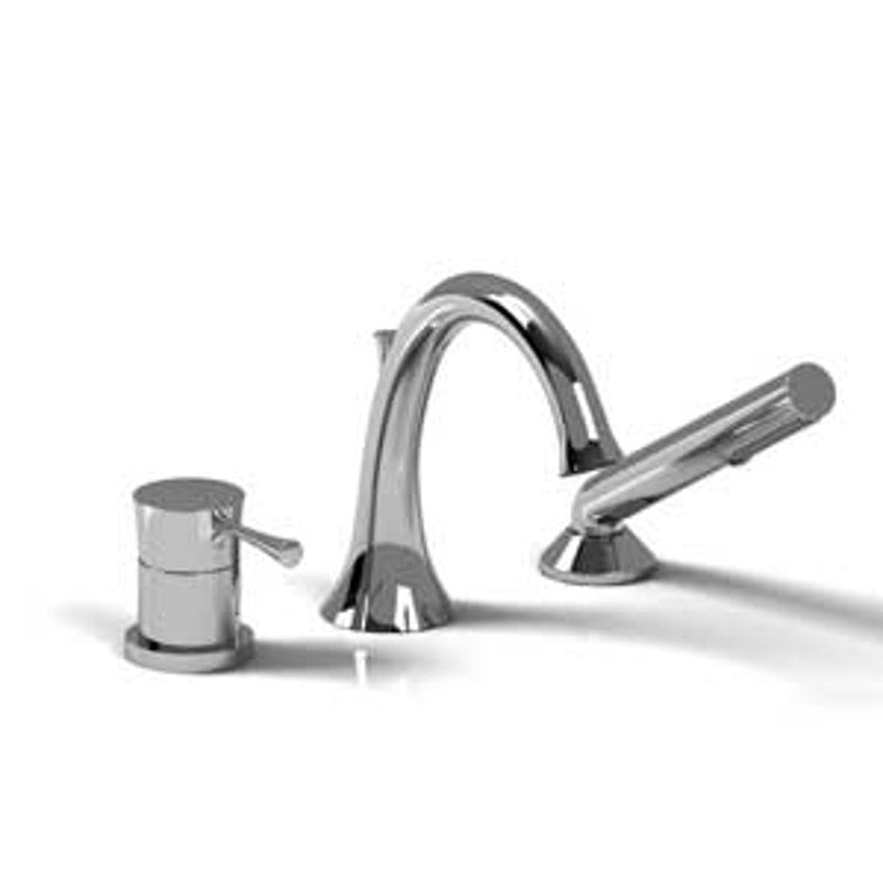 Riobel Edge TED10 3-piece deck-mount tub filler with hand shower trim (Without Rough-in)