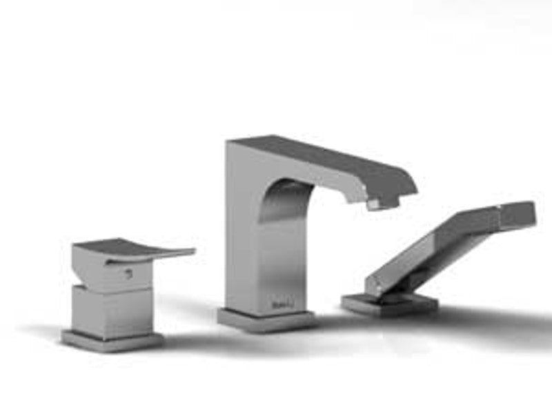 Riobel Zendo TZO10 3-piece deck-mount tub filler with hand shower trim (Without Rough-in)