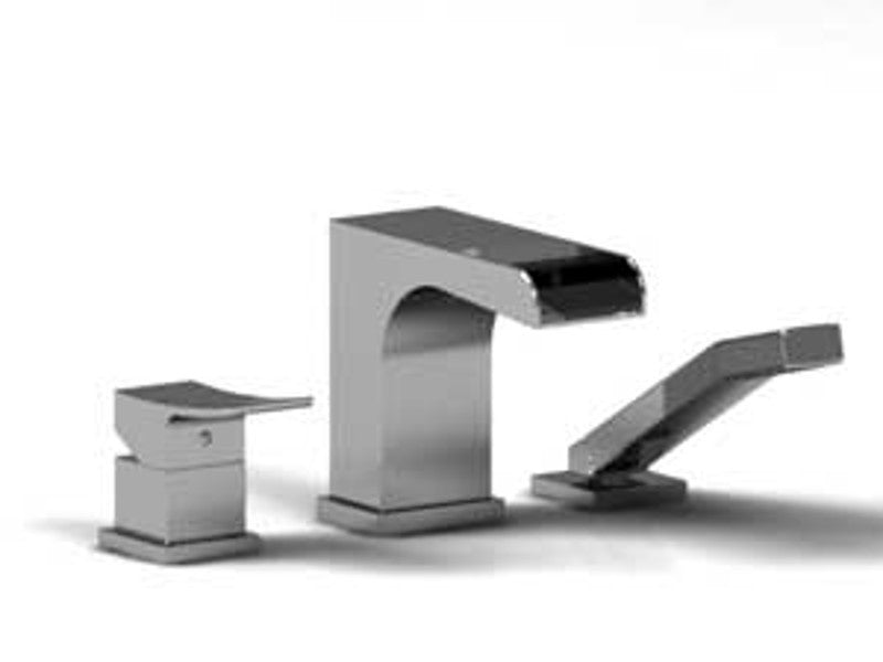 Riobel Zendo ZOOP10 3-piece deck-mount tub filler open spout with hand shower