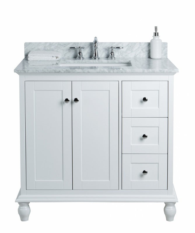 Virta 36 Inch Yasmine Floor Mount Single Sink Vanity - With Right Hand Drawers