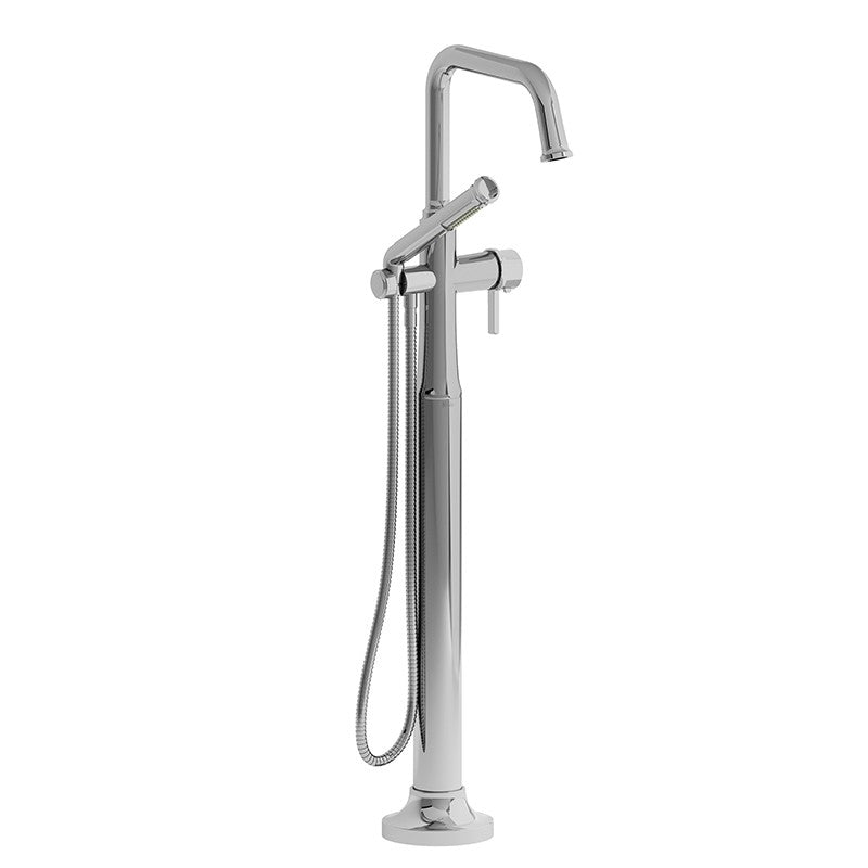 Riobel Momenti MMSQ39 2-way Type T (thermostatic) coaxial floor-mount tub filler with hand shower