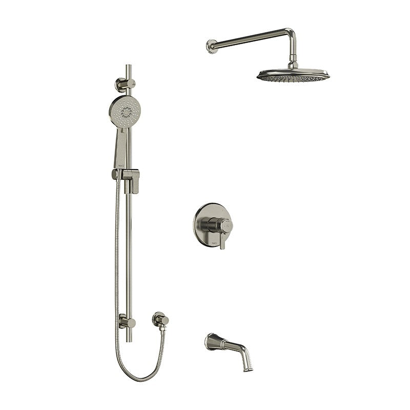 Riobel Momenti Type T/P 1/2 inch coaxial 3-way system with hand shower rail, shower head and spout