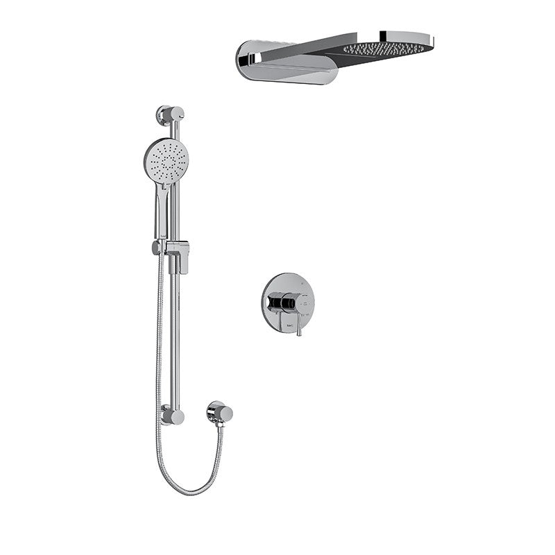 Riobel Edge 3-Way Shower System with Hand Shower Rail and Rain and Cascade Shower Head KIT2745EDTM