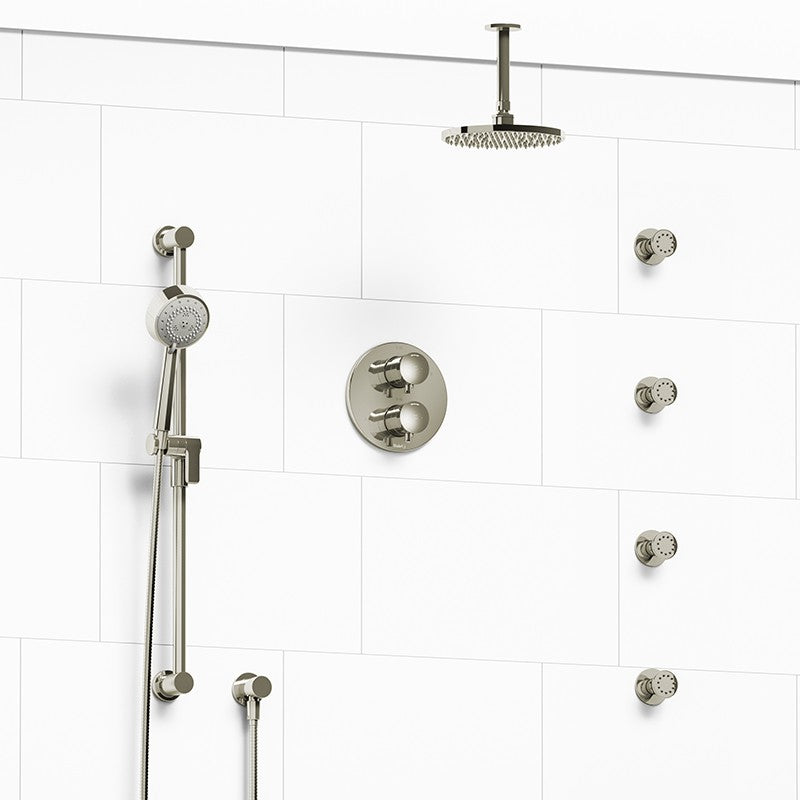 Riobel Edge KIT446EDTM Type TP thermostaticpressure balance double coaxial system with hand shower rail 4 body jets and shower h