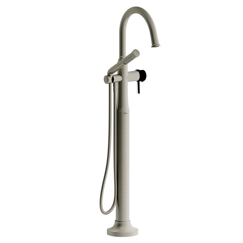 Riobel Momenti MMRD39L 2-way Type T (thermostatic) coaxial floor-mount tub filler with hand shower