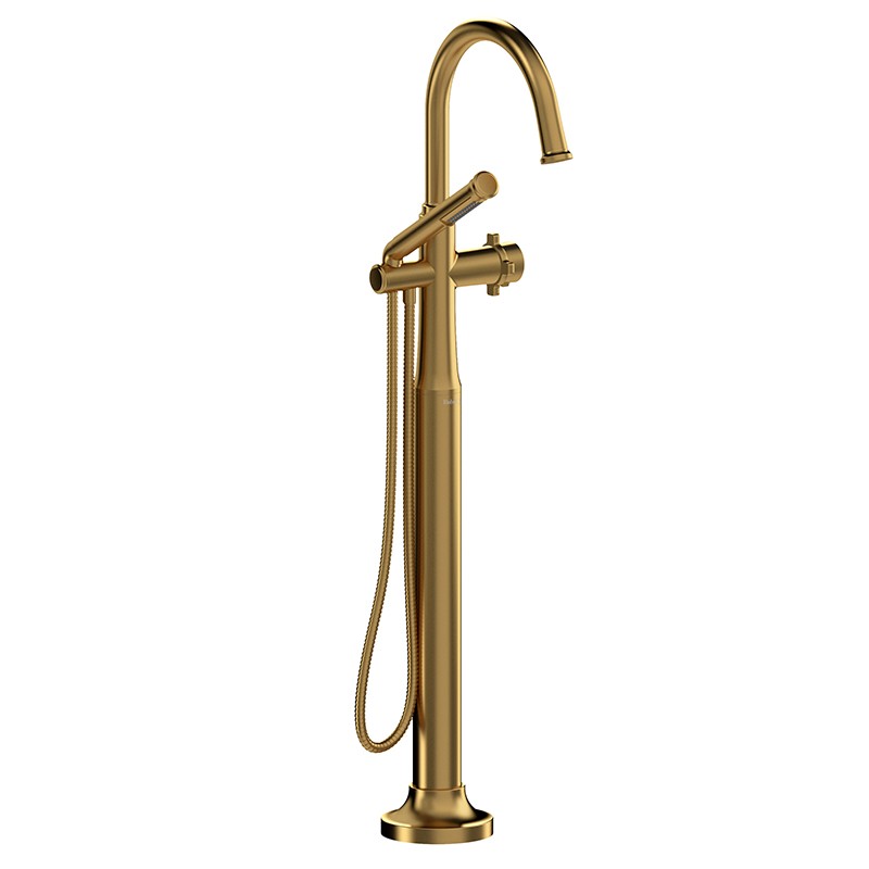 Riobel Momenti MMRD39L 2-way Type T (thermostatic) coaxial floor-mount tub filler with hand shower