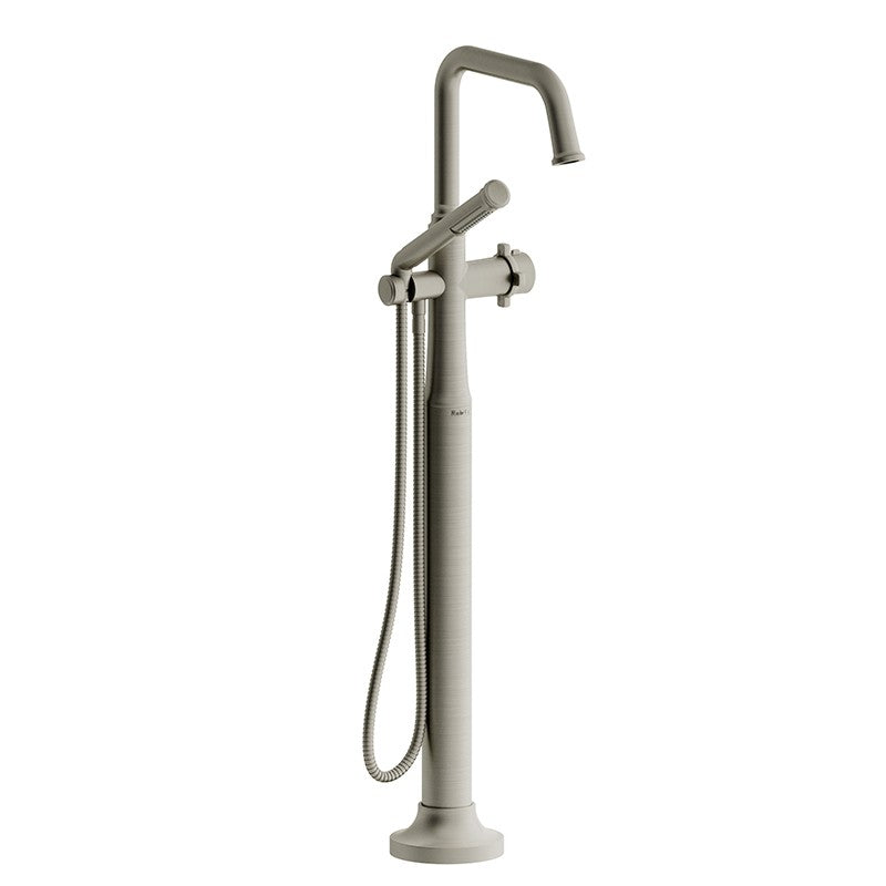 Riobel Momenti MMSQ39X 2-way Type T (thermostatic) coaxial floor-mount tub filler with hand shower