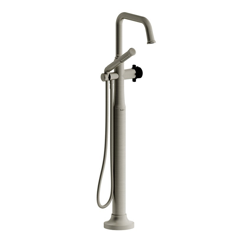 Riobel Momenti MMSQ39X 2-way Type T (thermostatic) coaxial floor-mount tub filler with hand shower