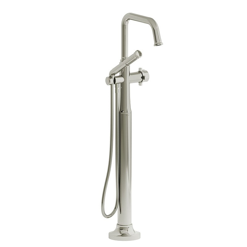 Riobel Momenti MMSQ39X 2-way Type T (thermostatic) coaxial floor-mount tub filler with hand shower