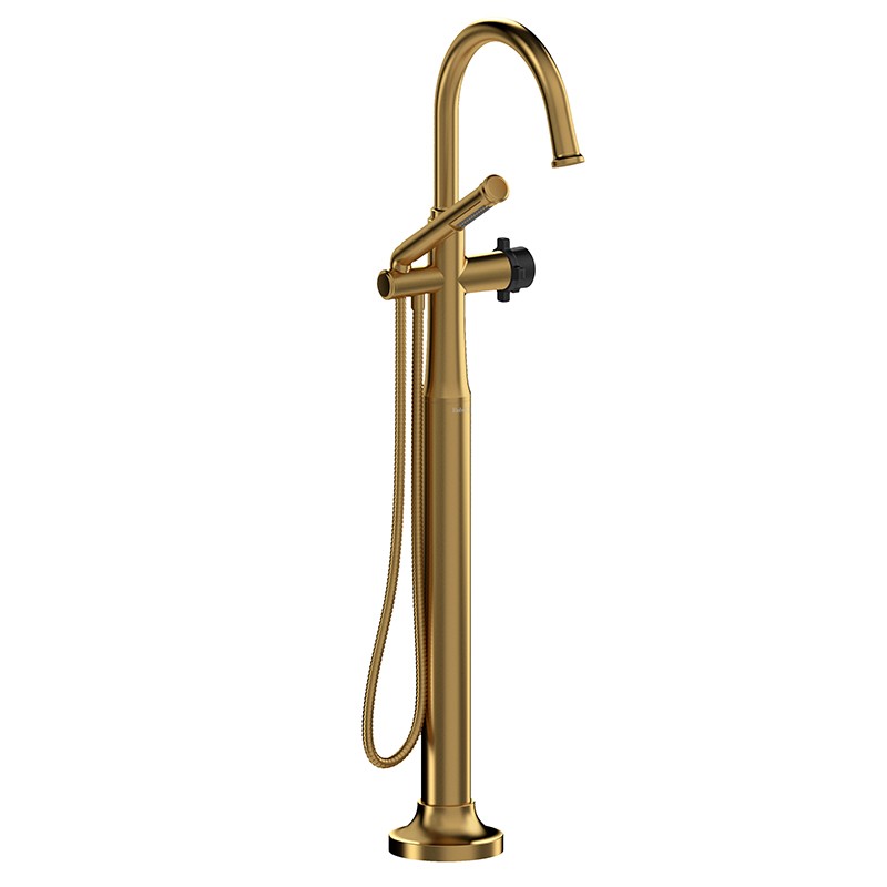 Riobel Momenti TMMRD39X 2-way Type T (thermostatic) coaxial floor-mount tub filler with hand shower (Without Rough-in)