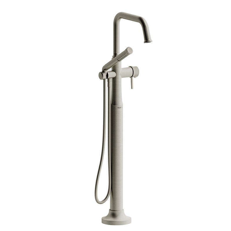 Riobel Momenti TMMSQ39L 2-way Type T (thermostatic) coaxial floor-mount tub filler with hand shower (Without Rough-in)