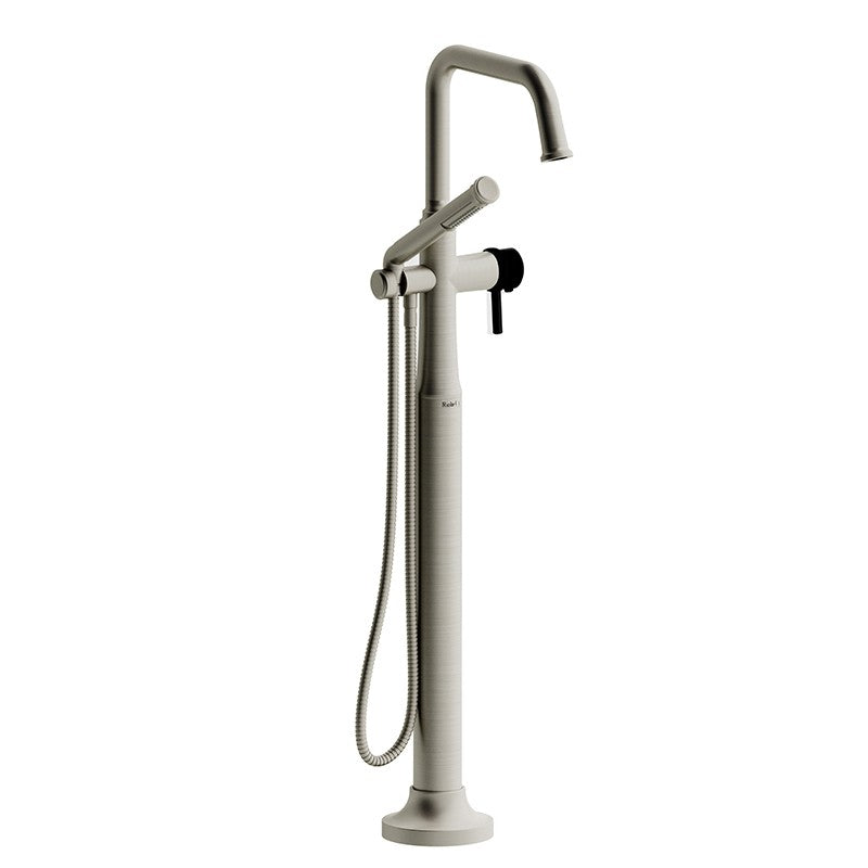 Riobel Momenti TMMSQ39L 2-way Type T (thermostatic) coaxial floor-mount tub filler with hand shower (Without Rough-in)