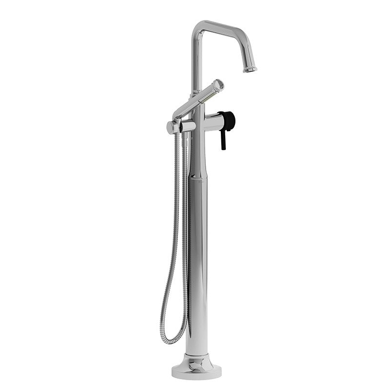Riobel Momenti TMMSQ39L 2-way Type T (thermostatic) coaxial floor-mount tub filler with hand shower (Without Rough-in)