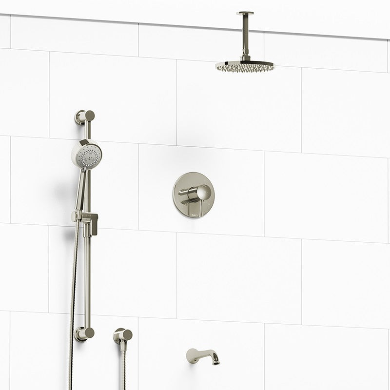 Riobel Edge 3-Way Shower System Trim with Hand Shower Rail, Shower Head and Spout TKIT1345EDTM