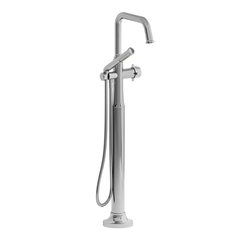 Riobel Momenti MMSQ39 2-way Type T (thermostatic) coaxial floor-mount tub filler with hand shower