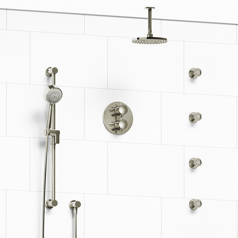 Riobel Edge KIT446EDTM Type TP thermostaticpressure balance double coaxial system with hand shower rail 4 body jets and shower h