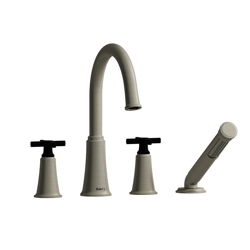 Riobel Momenti MMRD12 4-piece deck-mount tub filler with hand shower