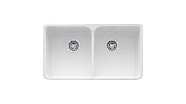 Franke MHK720-35WH Sink - Drop-On Double Fireclay - White