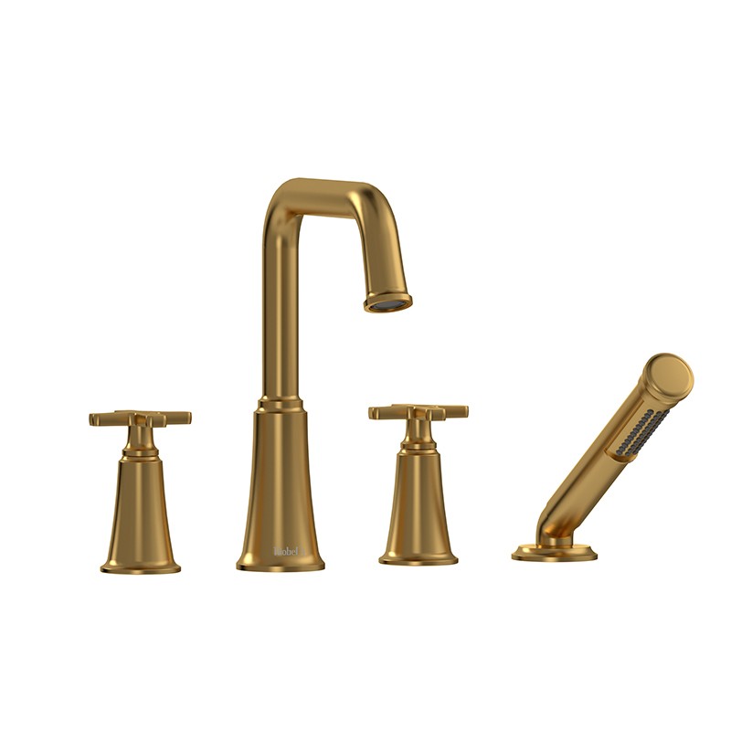 Riobel Momenti MMSQ12 4-piece deck-mount tub filler with hand shower