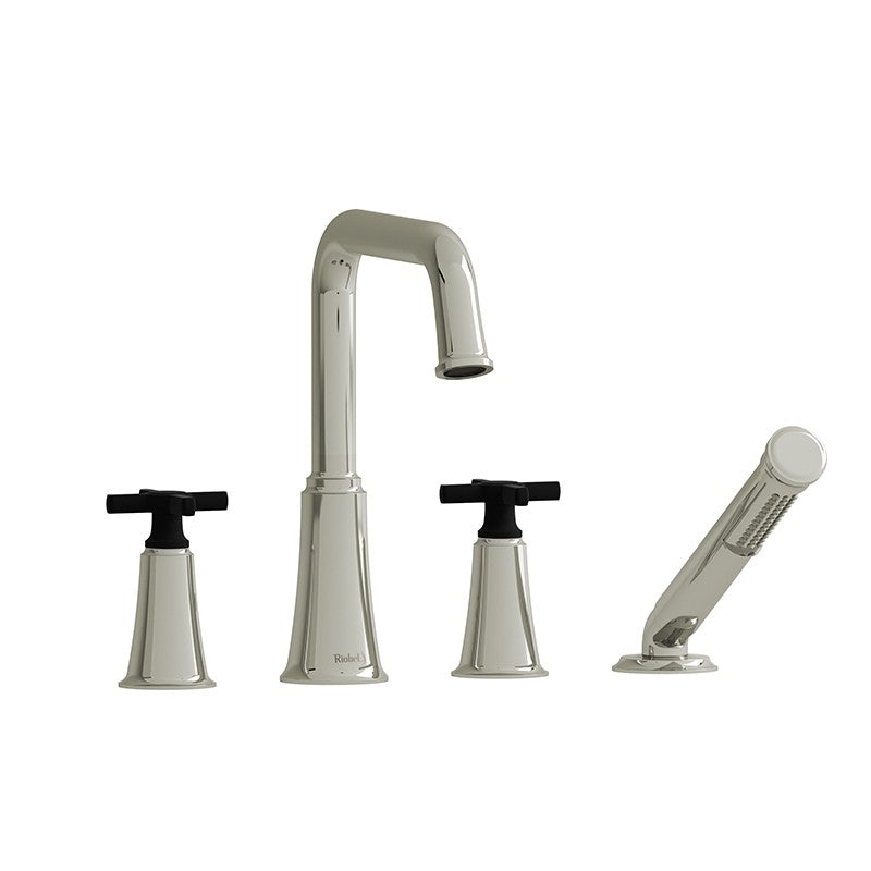 Riobel Momenti MMSQ12 4-piece deck-mount tub filler with hand shower