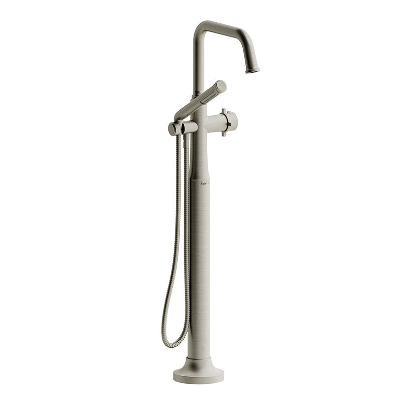 Riobel Momenti MMSQ39 2-way Type T (thermostatic) coaxial floor-mount tub filler with hand shower