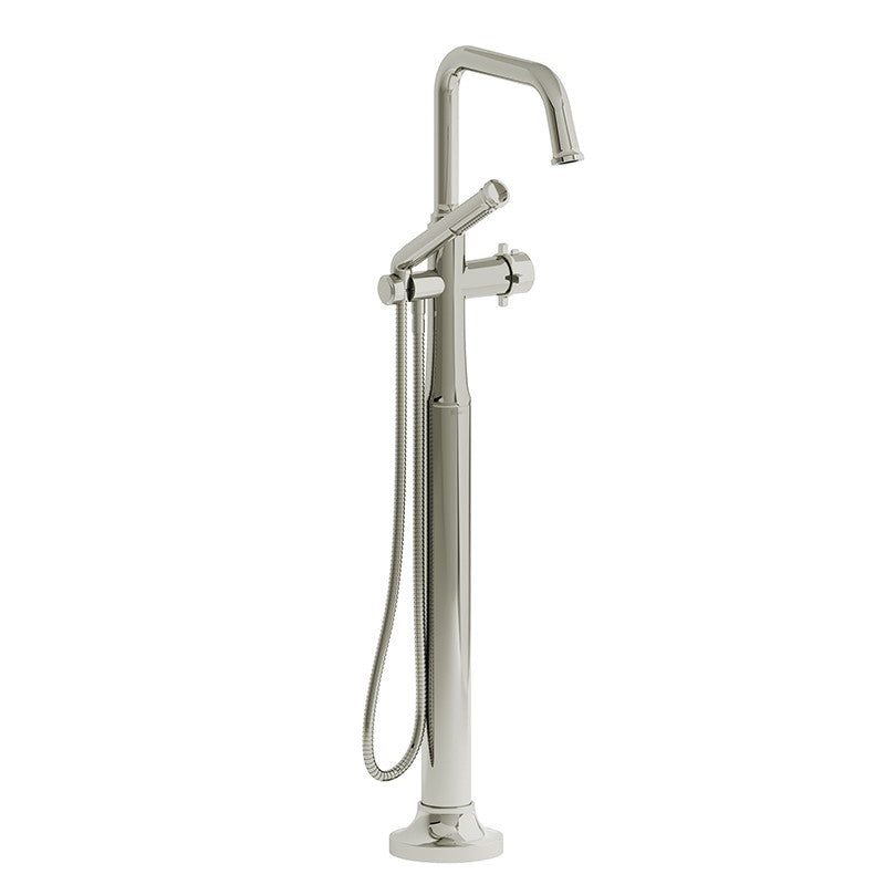 Riobel Momenti MMSQ39 2-way Type T (thermostatic) coaxial floor-mount tub filler with hand shower