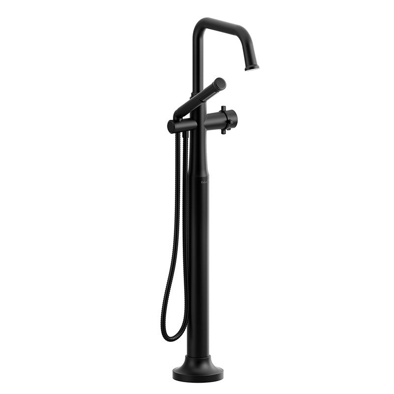 Riobel Momenti TMMSQ39 2-way Type T (thermostatic) coaxial floor-mount tub filler with hand shower (Without Rough-in)