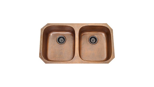 Franke DEJ120-29 16 ga copper double bowl undermount sink