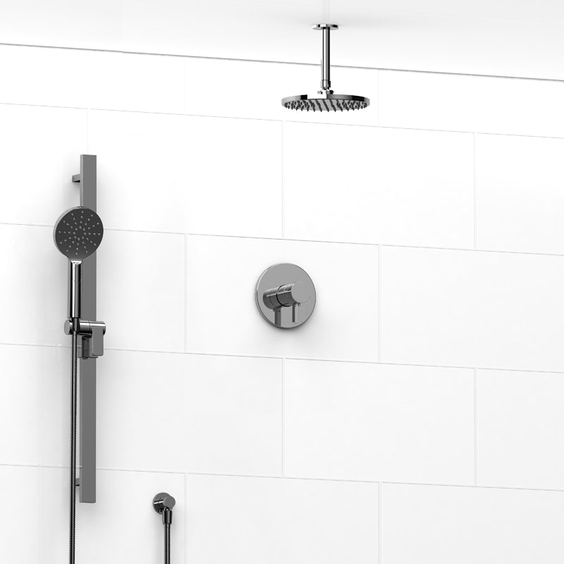 Riobel Paradox TKIT323PXTM Type TP thermostaticpressure balance 0.5 coaxial 2-way system with hand shower and shower head