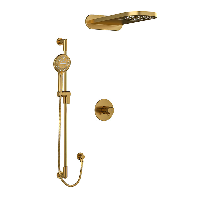 Riobel Parabola KIT2745PB Type T/P thermostatic/pressure balance ½" coaxial 3-way system with hand shower rail and rain and casc