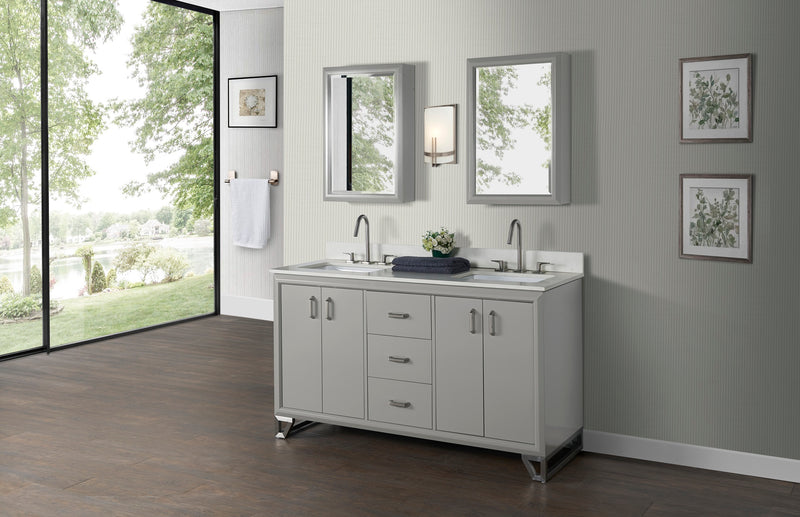 Fairmont Designs Revival 60" Double Bowl Vanity - Glossy Medium Gray