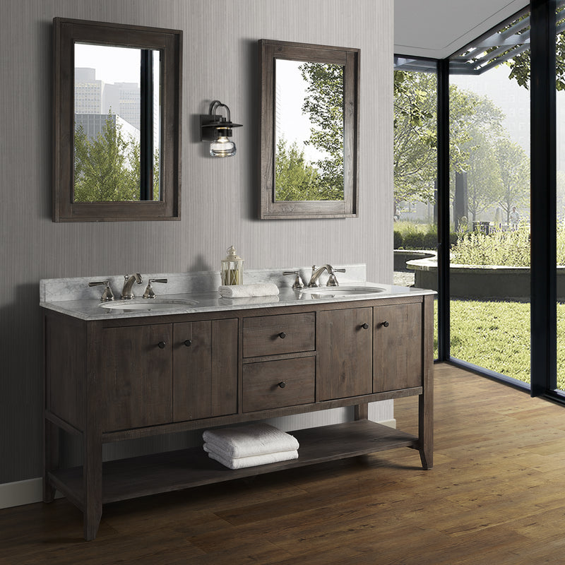 Fairmont Designs River View 72" Double Bowl Open Shelf Vanity - Coffee Bean