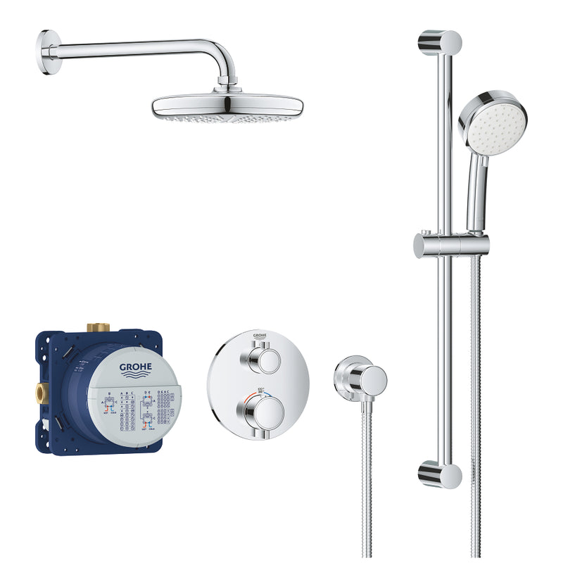 Grohe 34745 Grohtherm Round Thermostatic Shower Kit 27 L/min - 7.1 gpm 