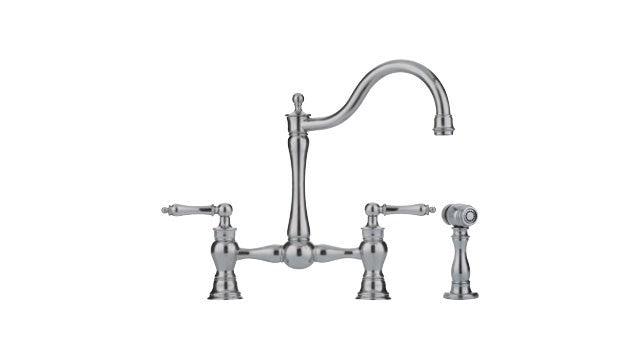 Franke FF70 Bridge faucet with side spray Polished Chrome