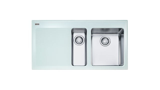 Franke KBV651W Sink - Glass Frame Two bowl Kubus SS WHITE