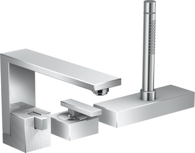 AXOR EDGE 3HOLE ROMAN TUB TRIM WITH 1.75 GPM HANDSHOWER, DIAMOND CUT