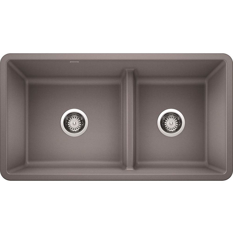 BLANCO PRECIS U 1 3/4 LOW DIVIDE, METALLIC GRAY