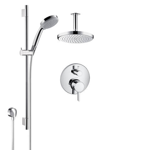 HANSGROHE SHWR KIT THM 2-FCN WALLBAR W/HS & SH CEILING MNT
