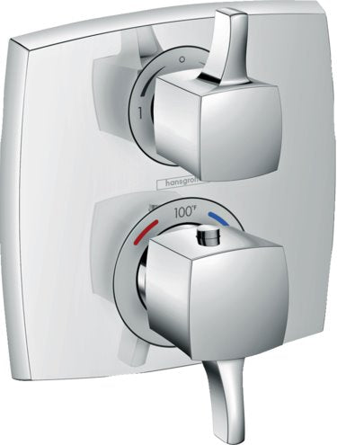 HANSGROHE CLASSIC SQUARE THERMOSTATIC TRIM WITH VOLUME CONTROL AND DIV