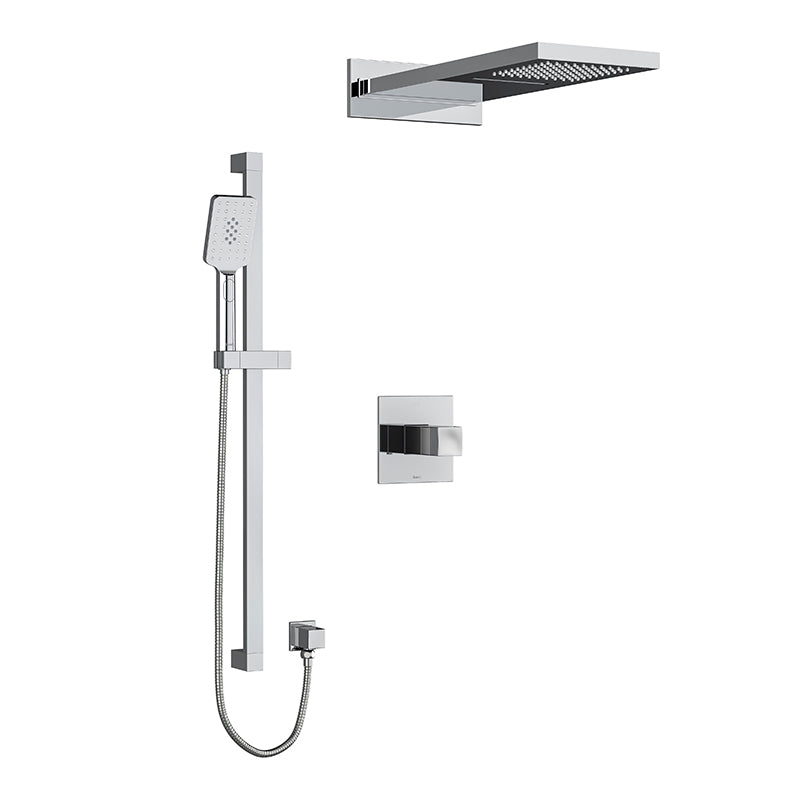 Riobel Reflet KIT2745RF Type T/P (thermostatic/pressure balance) ½" coaxial 3-way system with hand shower rail and rain and casc