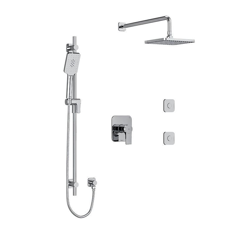 Riobel Fresk 3-Way Shower System, Hand Shower Rail, Elbow Supply, Shower Head and 2 Body Jets KIT3545FR