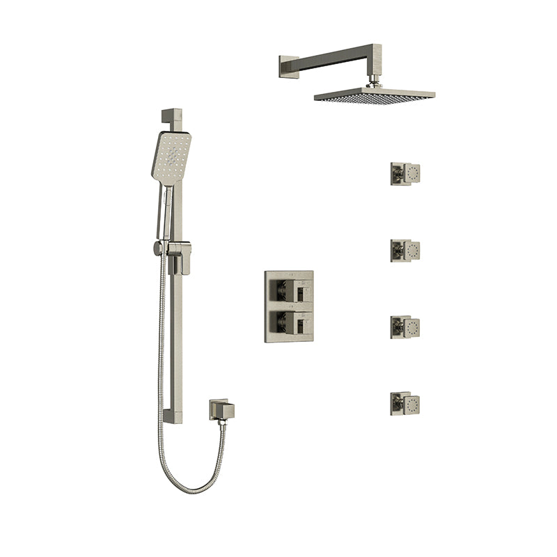 Riobel Kubik Shower System with Hand Shower Rail, 4 Body Jets and Shower Head KIT446US