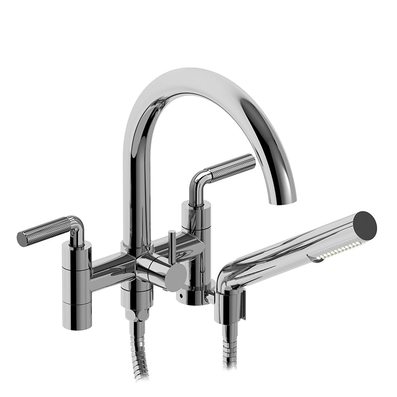Riobel RIU Knurled RU06LKN 6" tub filler with hand shower