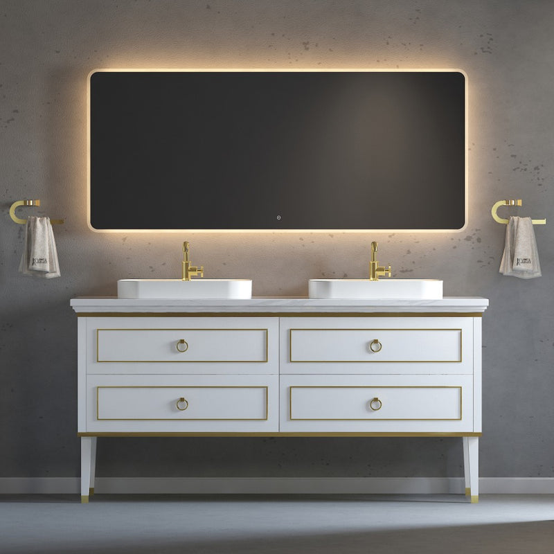 Virta 72 Inch Whitestar Floor Mount Double Vessel Sink Vanity