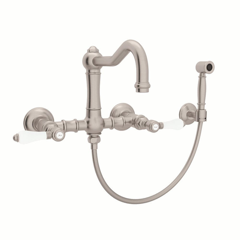 ROHL Acqui® Wall Mount Column Spout Bridge Kitchen Faucet With Sidespray