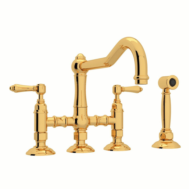 ROHL Acqui® Deck Mount Column Spout Bridge Kitchen Faucet With Sidespray