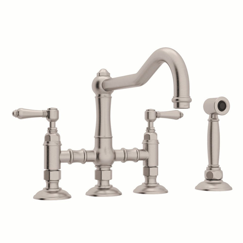ROHL Acqui® Deck Mount Column Spout Bridge Kitchen Faucet With Sidespray