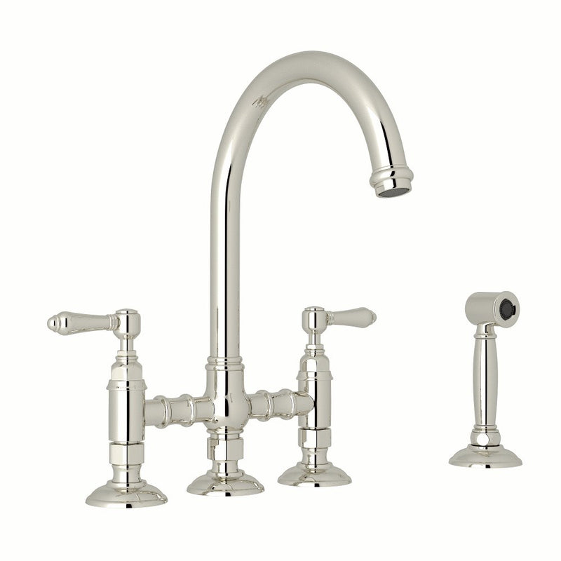 ROHL San Julio® Deck Mount C-Spout Bridge Kitchen Faucet With Sidespray