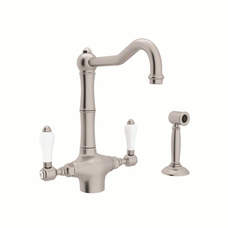 ROHL Acqui® Column Spout 2-Handle Kitchen Faucet With Sidespray