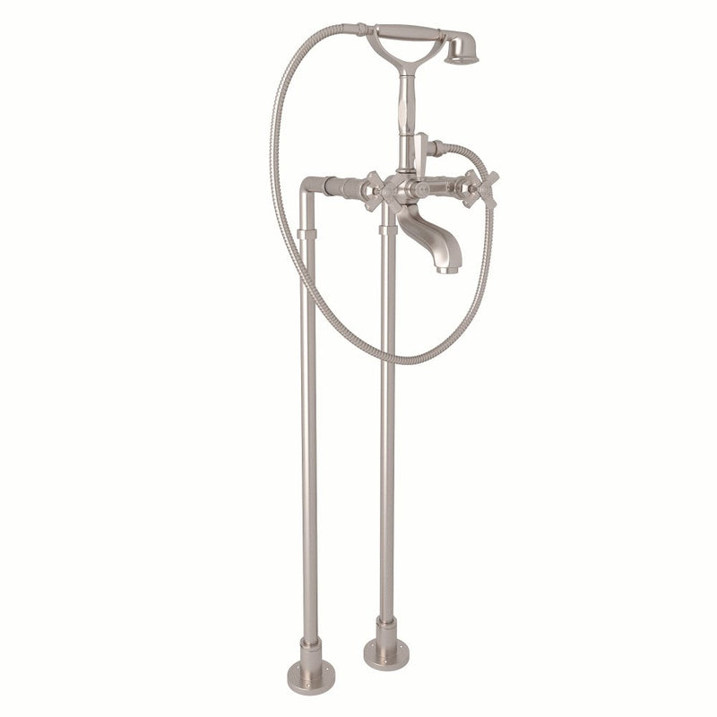 ROHL Palladian® Exposed Floor Mount Tub Filler With Handshower And Floor Pillar Legs Or Supply Unions